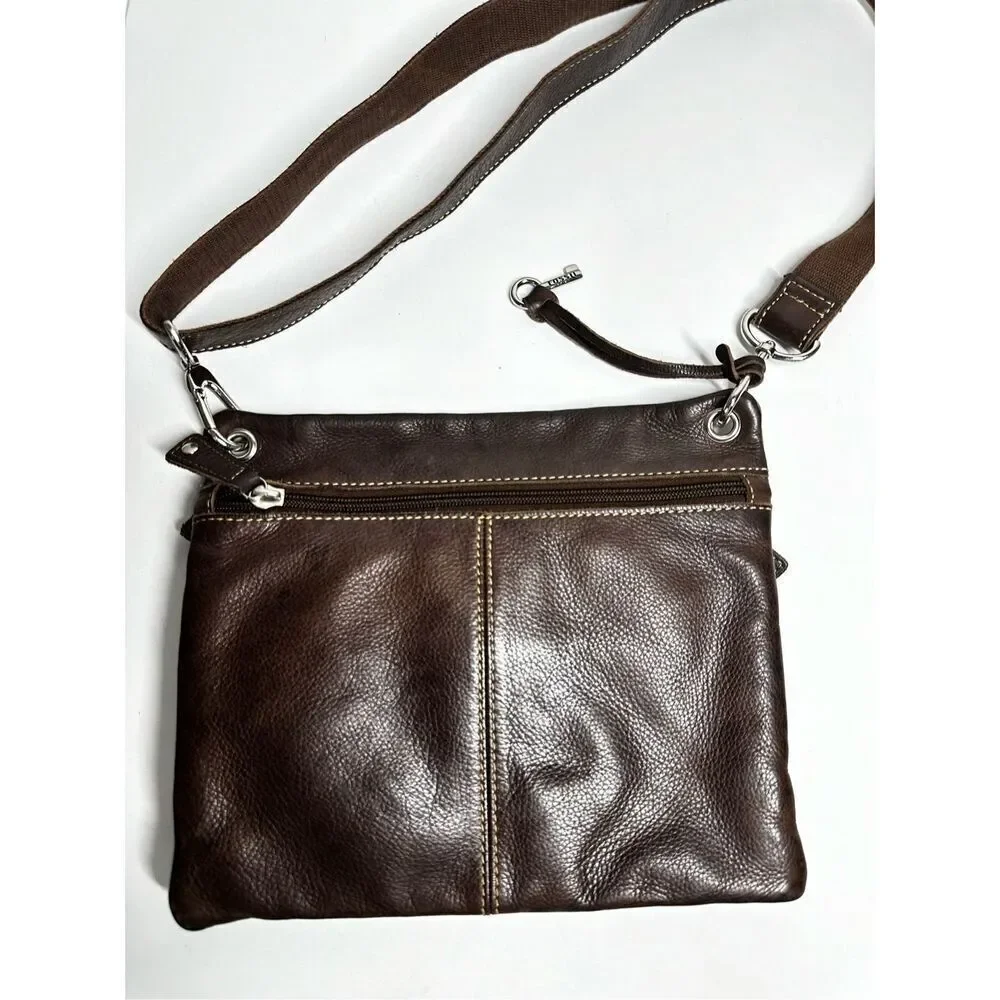 Fossil Sutter Crossbody Handbag Bronze Brown Leather Zip Top Shoulder Bag Purse